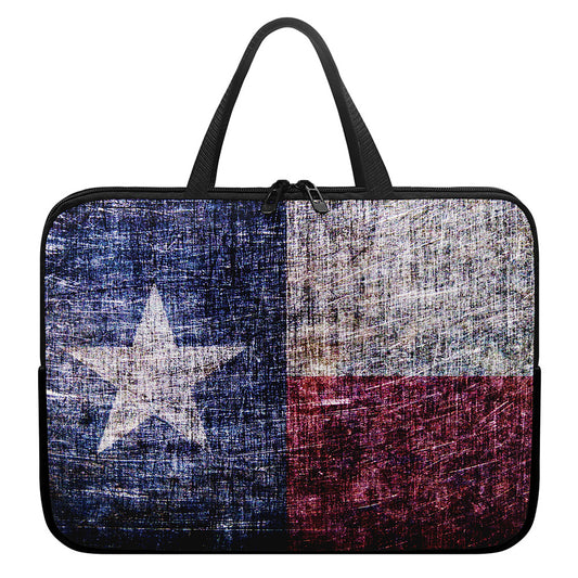 Grunge Texas Flag Print Laptop Sleeve With Handle