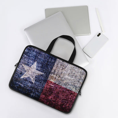 Grunge Texas Flag Print Laptop Sleeve With Handle