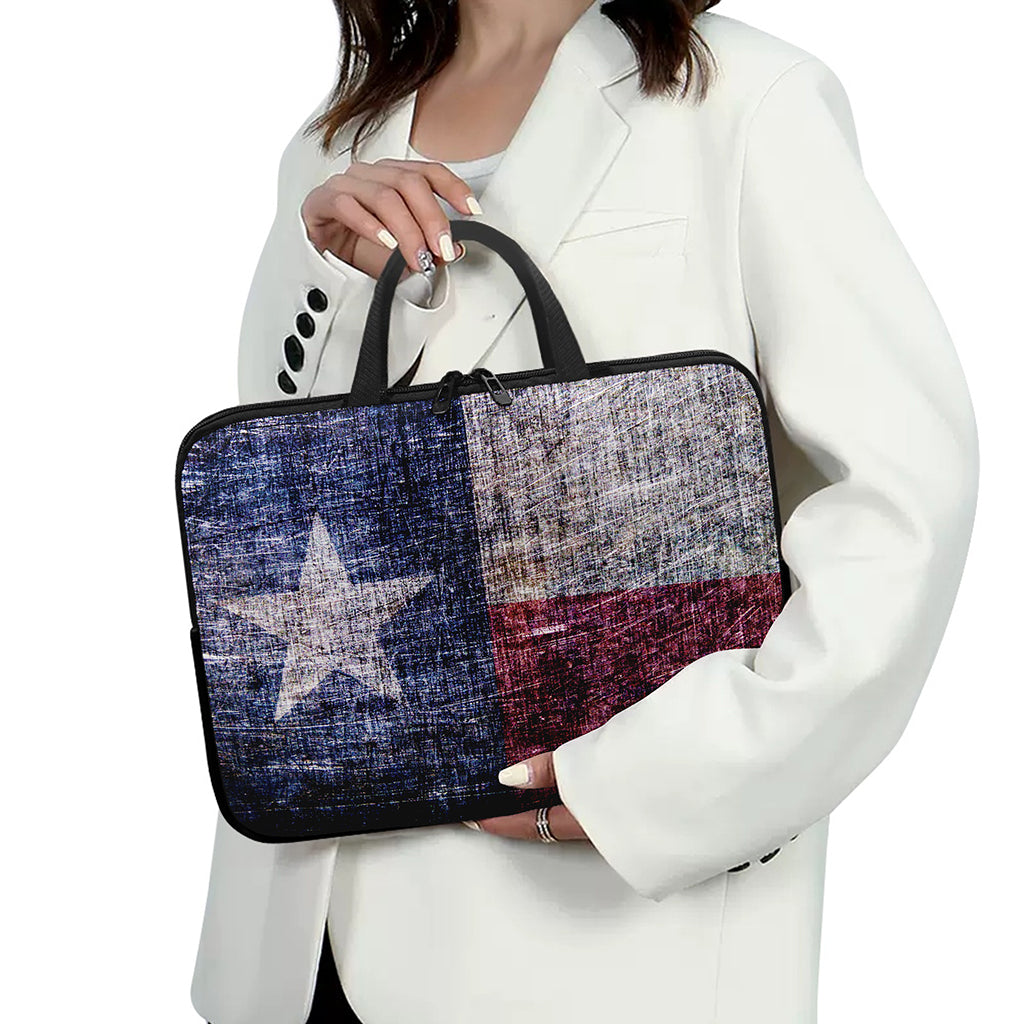 Grunge Texas Flag Print Laptop Sleeve With Handle