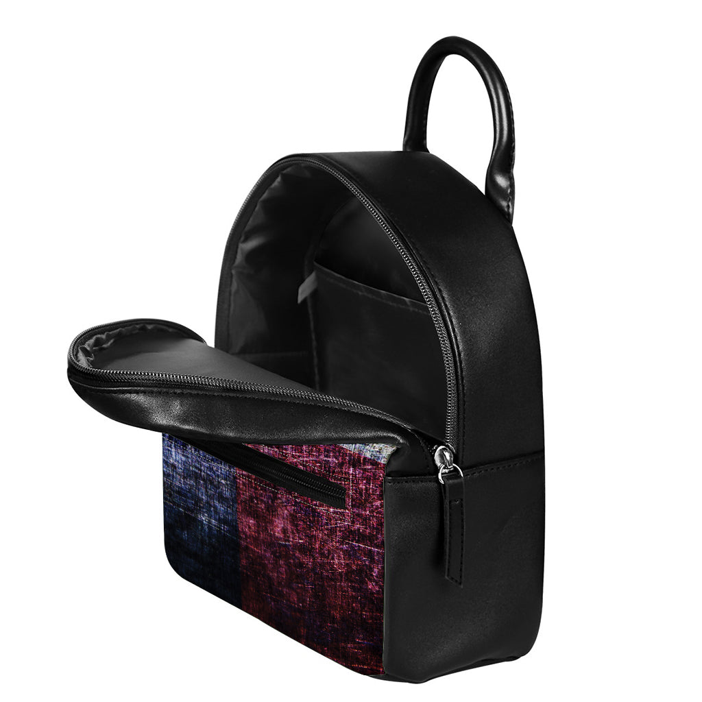 Grunge Texas Flag Print Leather Backpack