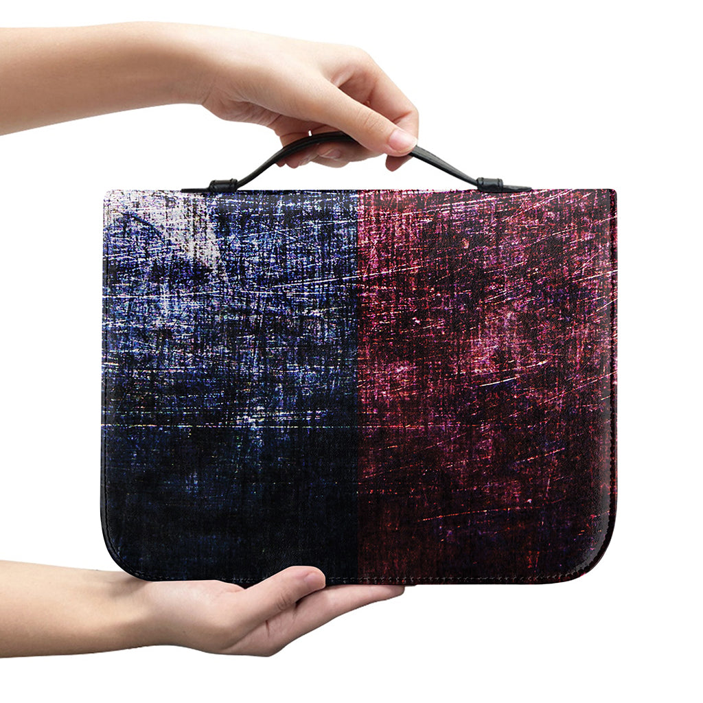 Grunge Texas Flag Print Leather Bible Cover