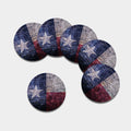 Grunge Texas Flag Print Leather Coaster Set
