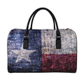 Grunge Texas Flag Print Leather Duffel Bag