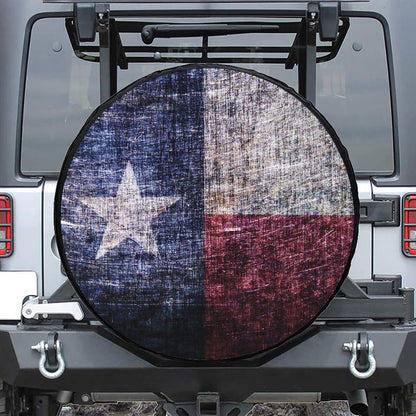 Grunge Texas Flag Print Leather Spare Tire Cover