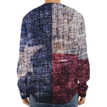 Grunge Texas Flag Print Long Sleeve Baseball Jersey