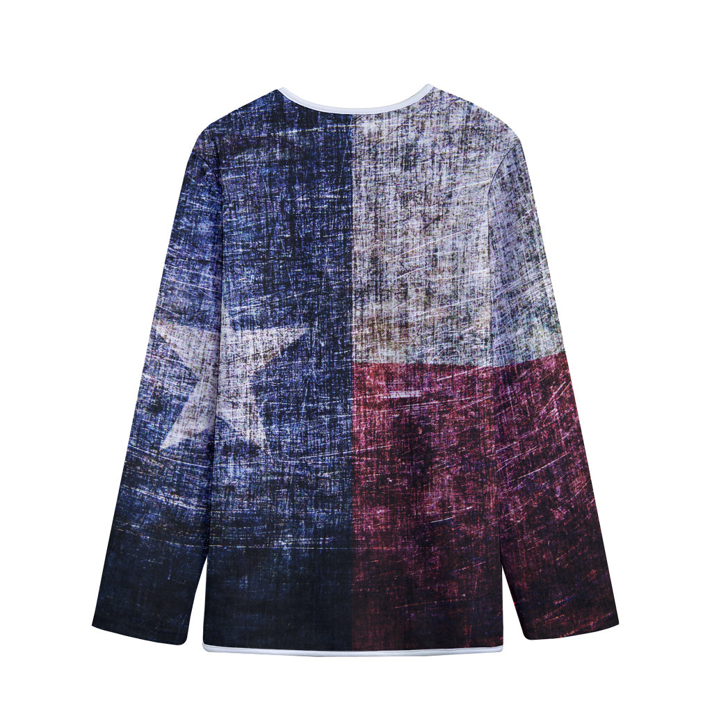 Grunge Texas Flag Print Long Sleeve Short Coat