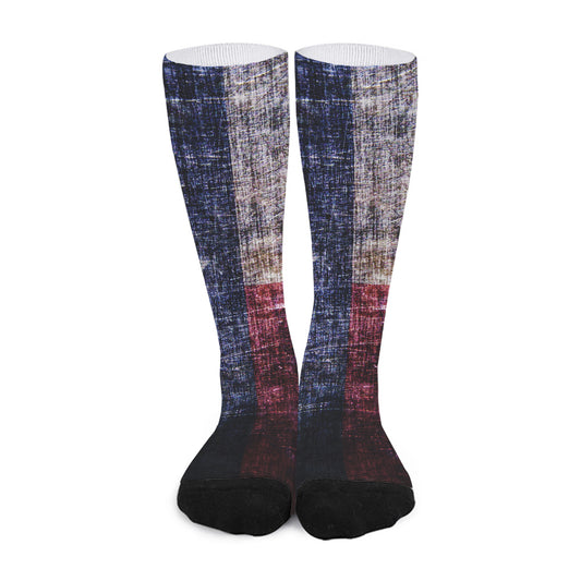 Grunge Texas Flag Print Long Socks