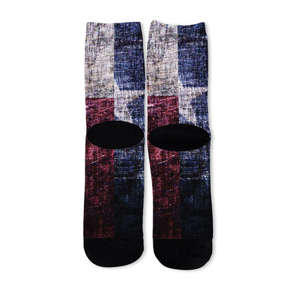 Grunge Texas Flag Print Long Socks