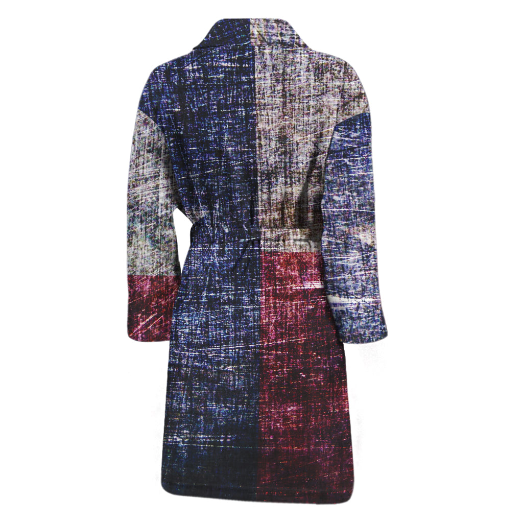 Grunge Texas Flag Print Men's Bathrobe