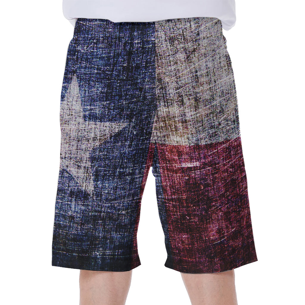 Grunge Texas Flag Print Men's Beach Shorts