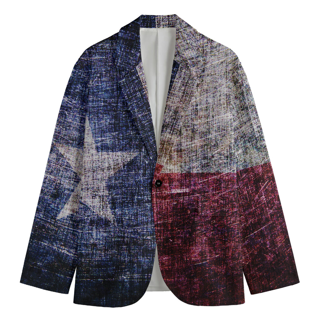 Grunge Texas Flag Print Men's Blazer
