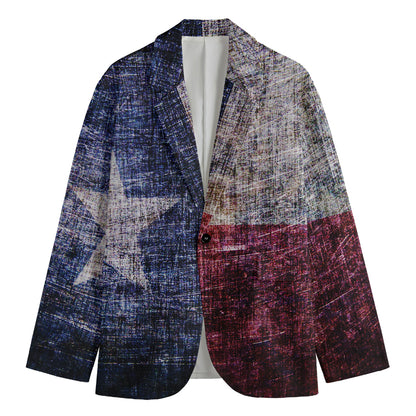 Grunge Texas Flag Print Men's Blazer