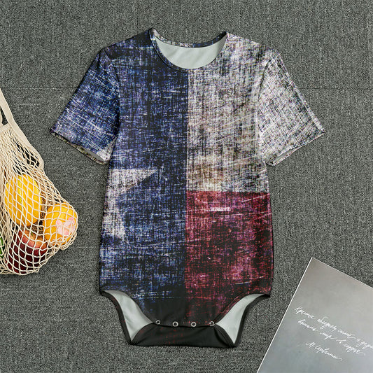 Grunge Texas Flag Print Men's Bodysuit