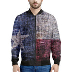 Grunge Texas Flag Print Men's Bomber Jacket
