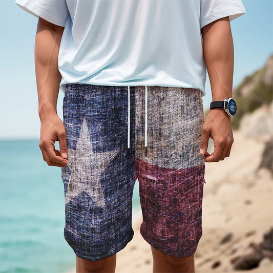 Grunge Texas Flag Print Men's Cargo Shorts