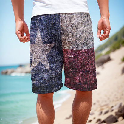 Grunge Texas Flag Print Men's Cargo Shorts