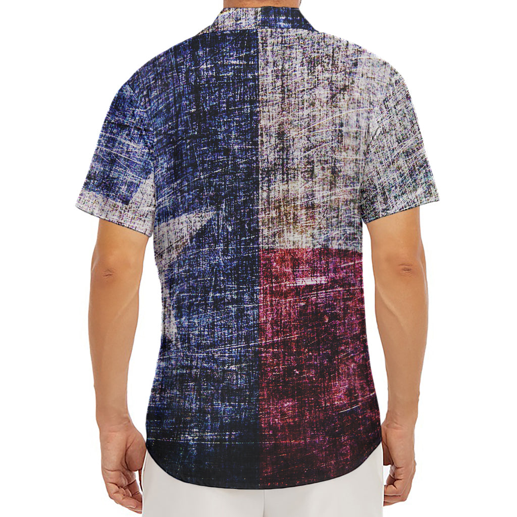 Grunge Texas Flag Print Men's Deep V-Neck Shirt
