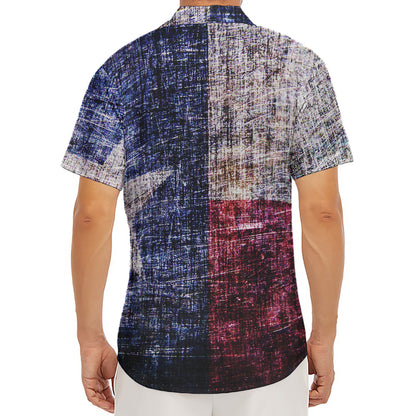 Grunge Texas Flag Print Men's Deep V-Neck Shirt