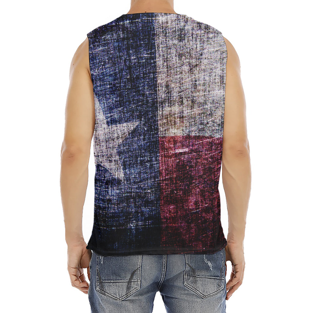 Grunge Texas Flag Print Men's Fitness Tank Top
