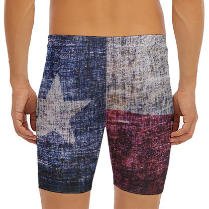 Grunge Texas Flag Print Men's Long Boxer Briefs
