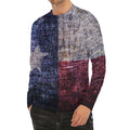 Grunge Texas Flag Print Men's Long Sleeve Rash Guard