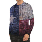 Grunge Texas Flag Print Men's Long Sleeve Rash Guard
