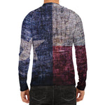 Grunge Texas Flag Print Men's Long Sleeve Rash Guard
