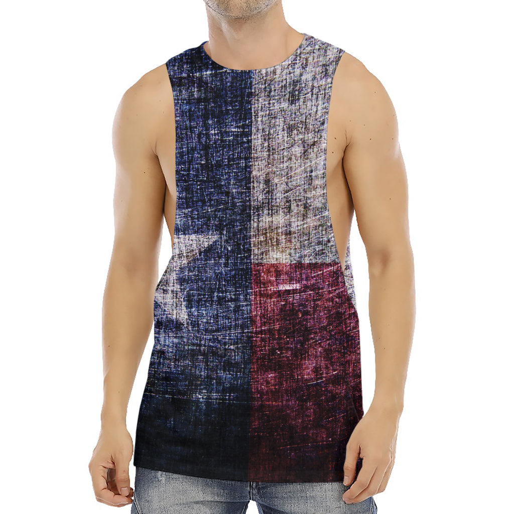 Grunge Texas Flag Print Men's Muscle Tank Top