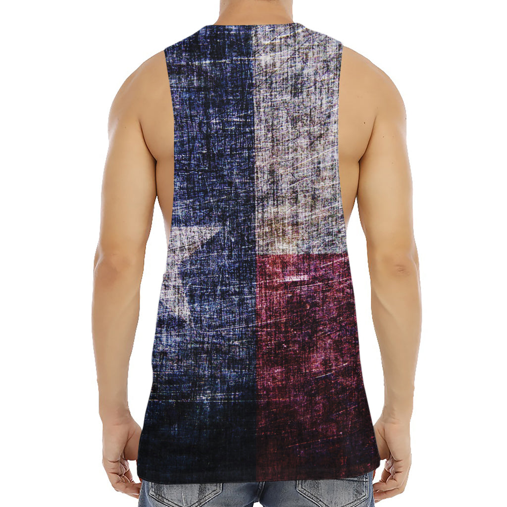 Grunge Texas Flag Print Men's Muscle Tank Top