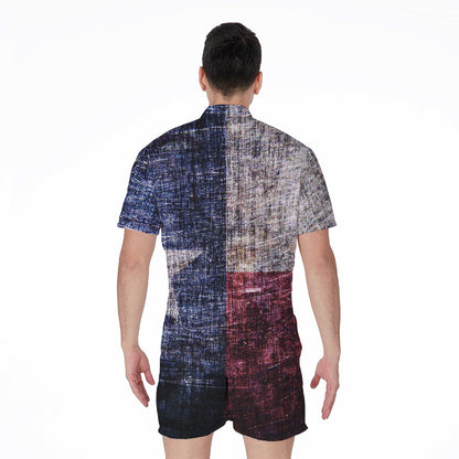 Grunge Texas Flag Print Men's Rompers