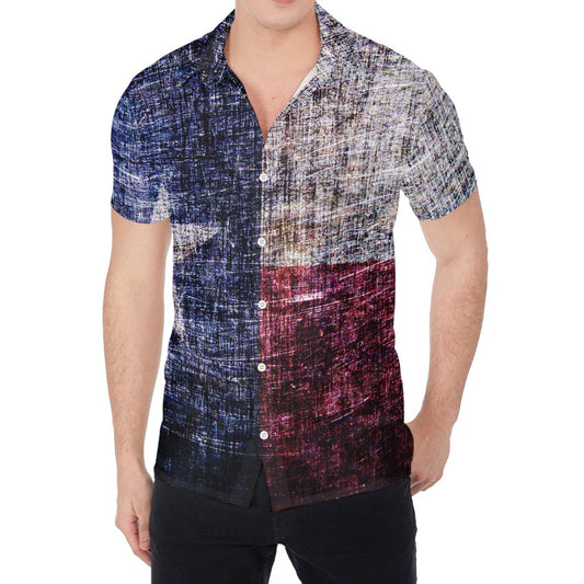 Grunge Texas Flag Print Men's Shirt