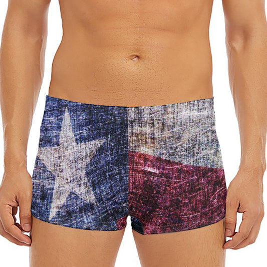 Grunge Texas Flag Print Men's Short Boxer Briefs