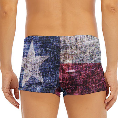 Grunge Texas Flag Print Men's Short Boxer Briefs