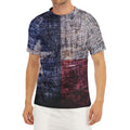Grunge Texas Flag Print Men's Short Sleeve Rash Guard