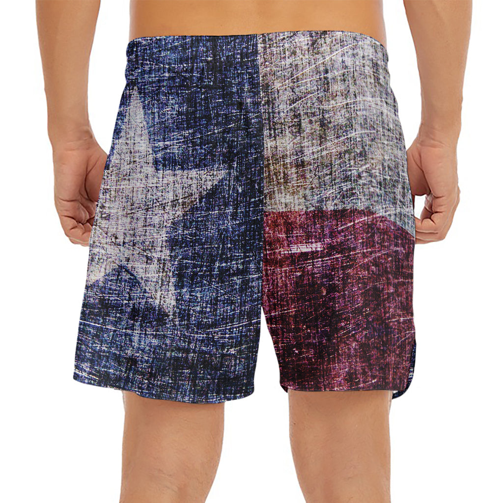 Grunge Texas Flag Print Men's Split Running Shorts