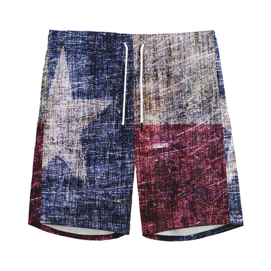 Grunge Texas Flag Print Men's Sports Shorts