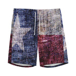 Grunge Texas Flag Print Men's Sports Shorts