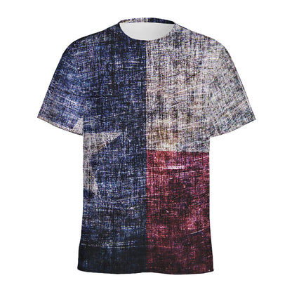 Grunge Texas Flag Print Men's Sports T-Shirt
