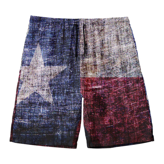 Grunge Texas Flag Print Men's Swim Trunks