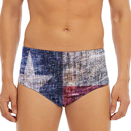 Grunge Texas Flag Print Men's Triangle Swim Briefs