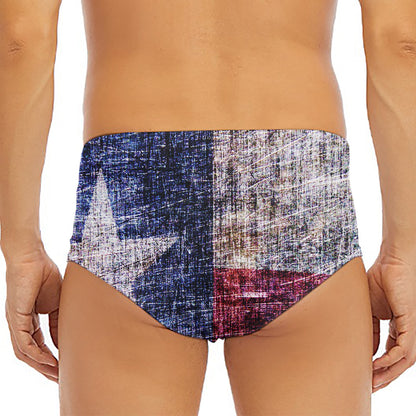 Grunge Texas Flag Print Men's Triangle Swim Briefs