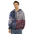 Grunge Texas Flag Print Men's Velvet Pullover Hoodie
