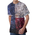 Grunge Texas Flag Print Men's Velvet T-Shirt