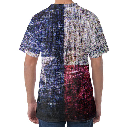 Grunge Texas Flag Print Men's Velvet T-Shirt