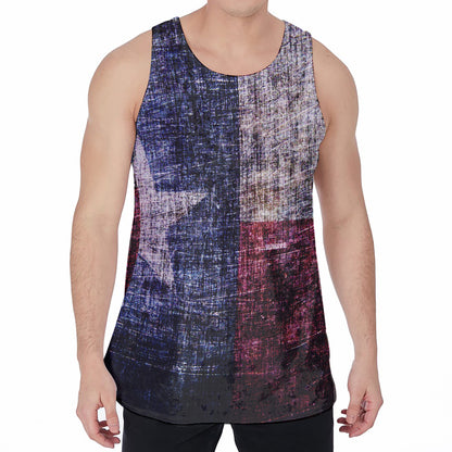Grunge Texas Flag Print Men's Velvet Tank Top