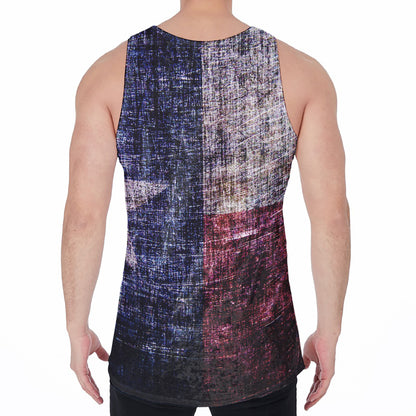 Grunge Texas Flag Print Men's Velvet Tank Top