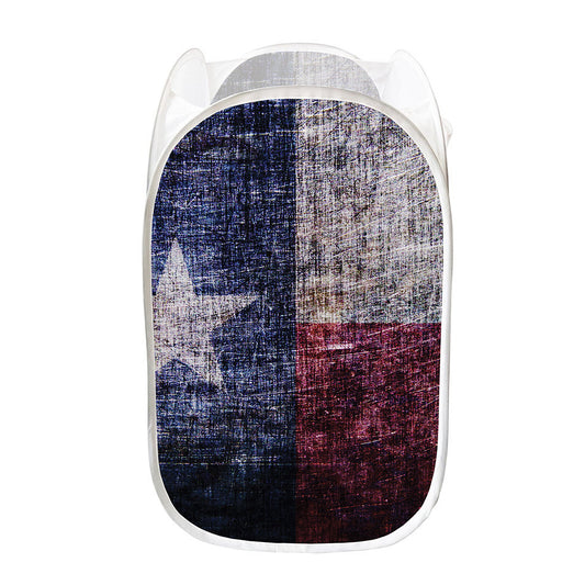Grunge Texas Flag Print Mesh Laundry Hamper