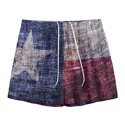 Grunge Texas Flag Print Mesh Shorts