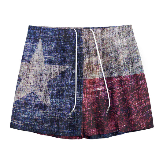 Grunge Texas Flag Print Mesh Shorts