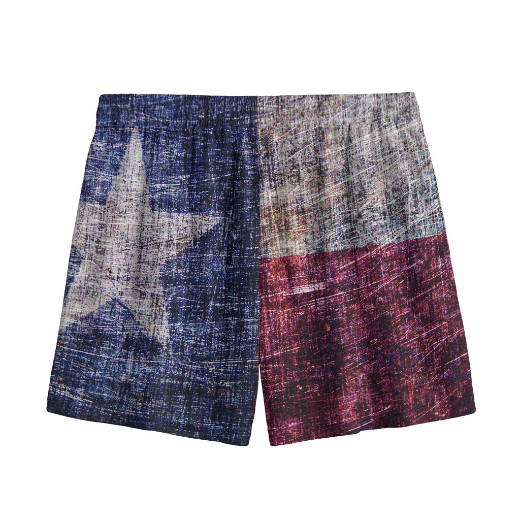 Grunge Texas Flag Print Mesh Shorts